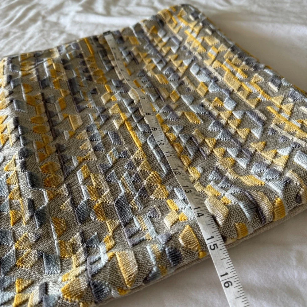 Urban Standard Pillow Cover 22x15 Mustard Yellow Grey Geometric MCM Chenille
